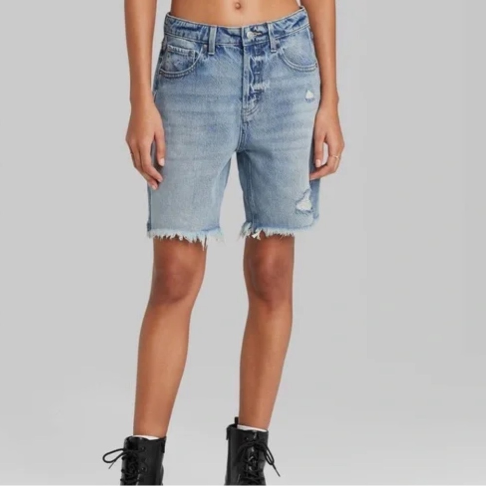3/$10 Wild Fable Blue Distressed High Rise Jean Shorts